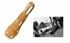 Tablillas de madera contrachapada para inmovilizar miembros fracturados.