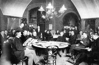 Interior del Cafe Griensteidl en 1897. Carl von Zamboni (Wien Museum).